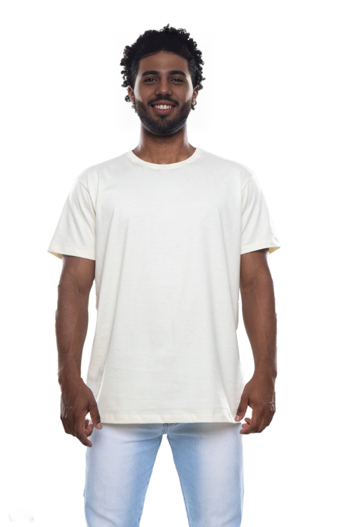 Camiseta Basica Lisa Off White em Algodao Puro Conforto e Estilo Casual