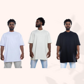 Kit com 3 Camisetas Oversized Marginalia - Cores Sortidas: Preta, Branca, Off White - 100% Algodão Puro