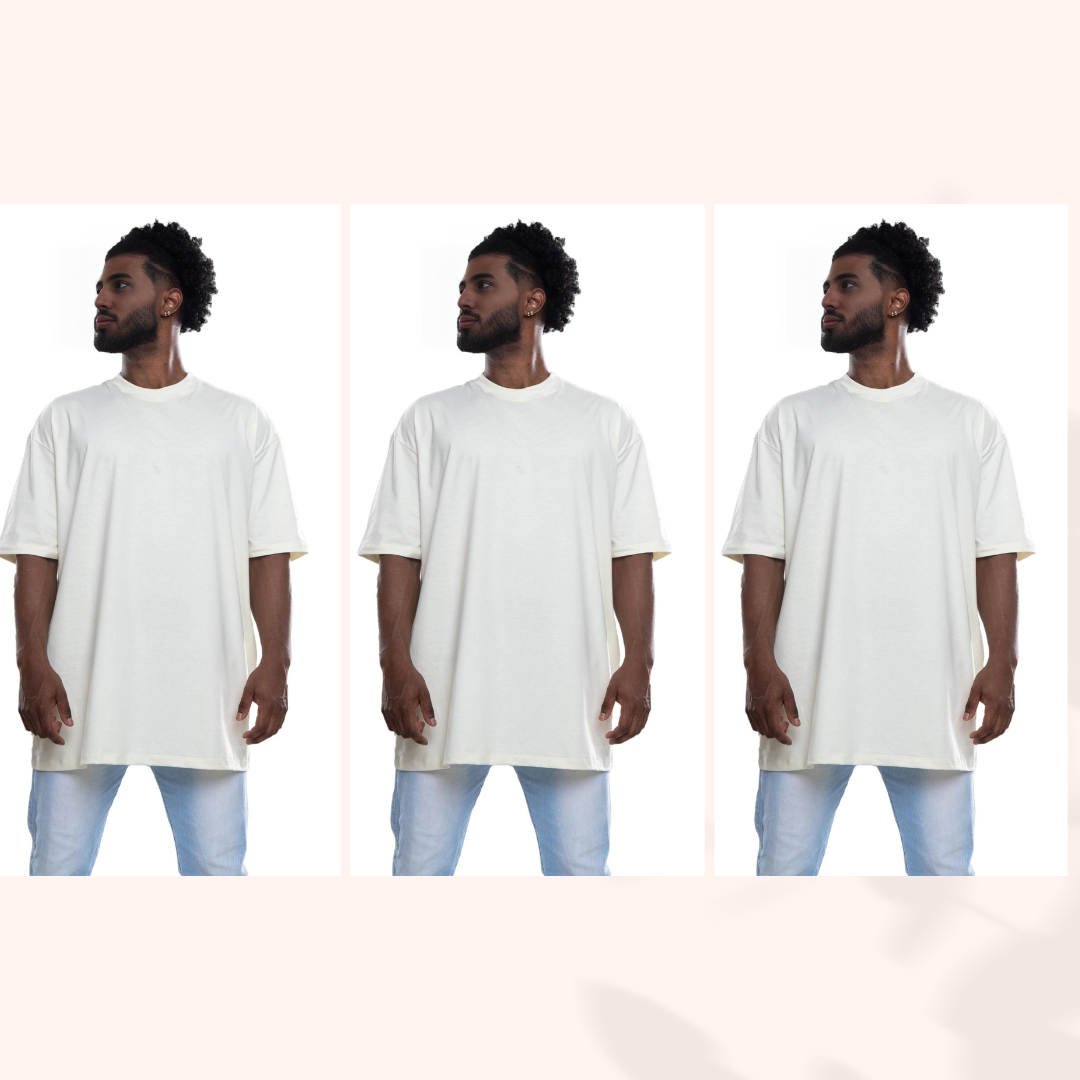 Kit com 3 Camisetas Oversized Marginalia Off White - 100% Algodão Puro