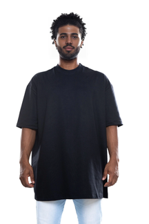 Camiseta Oversized Lisa Preta 100% Algodão Puro - Frente